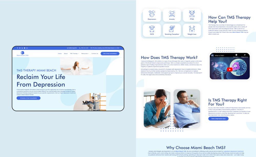 miami beach tms website designed by Therapy Sprout for MNH agency or TMS Start It Up