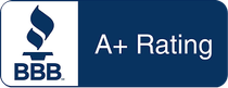 BBB A+ Rating badge on a blue background with white text and logo | Sam Smith Performance Car Care Center