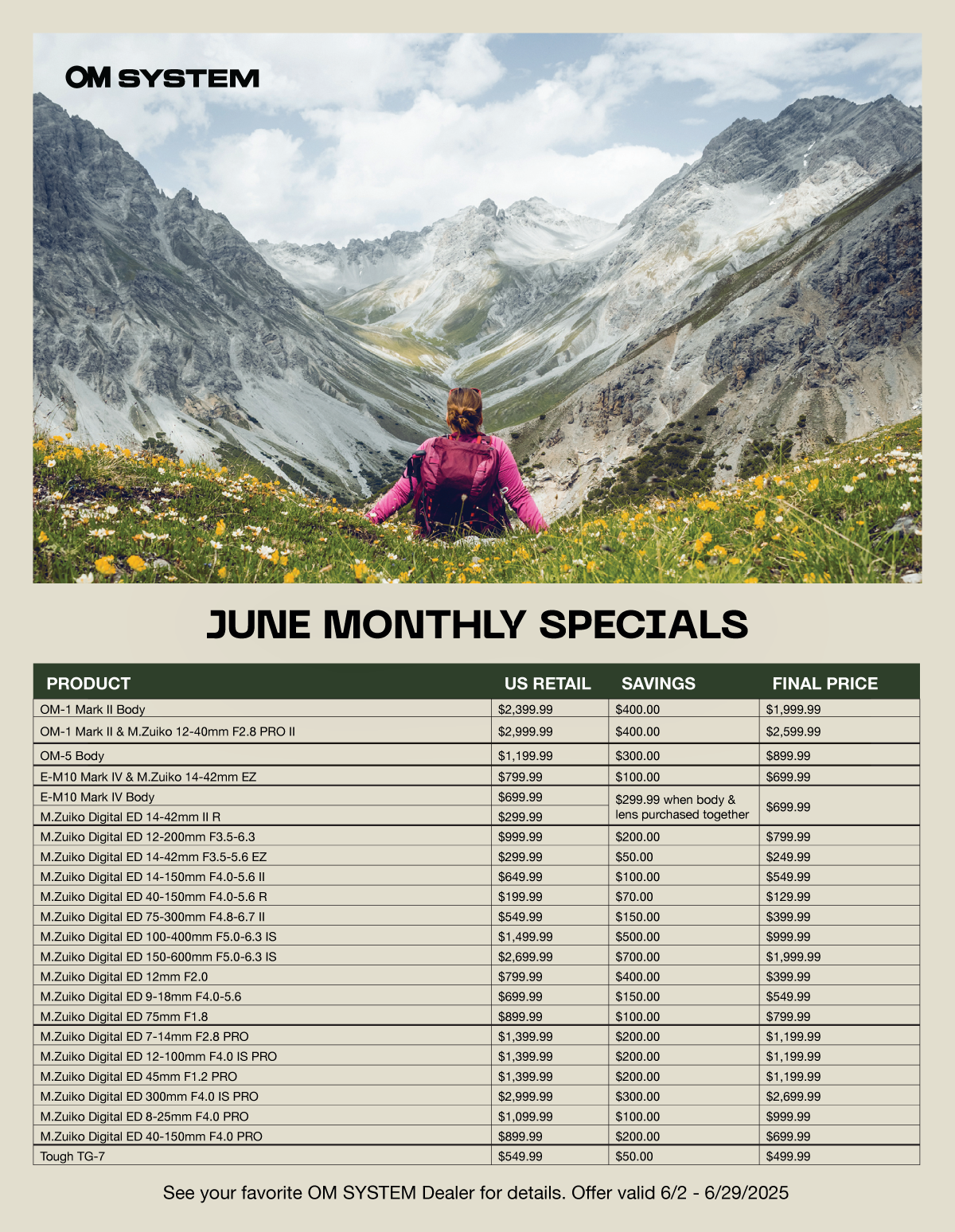 Save on OM System at Milford Photo