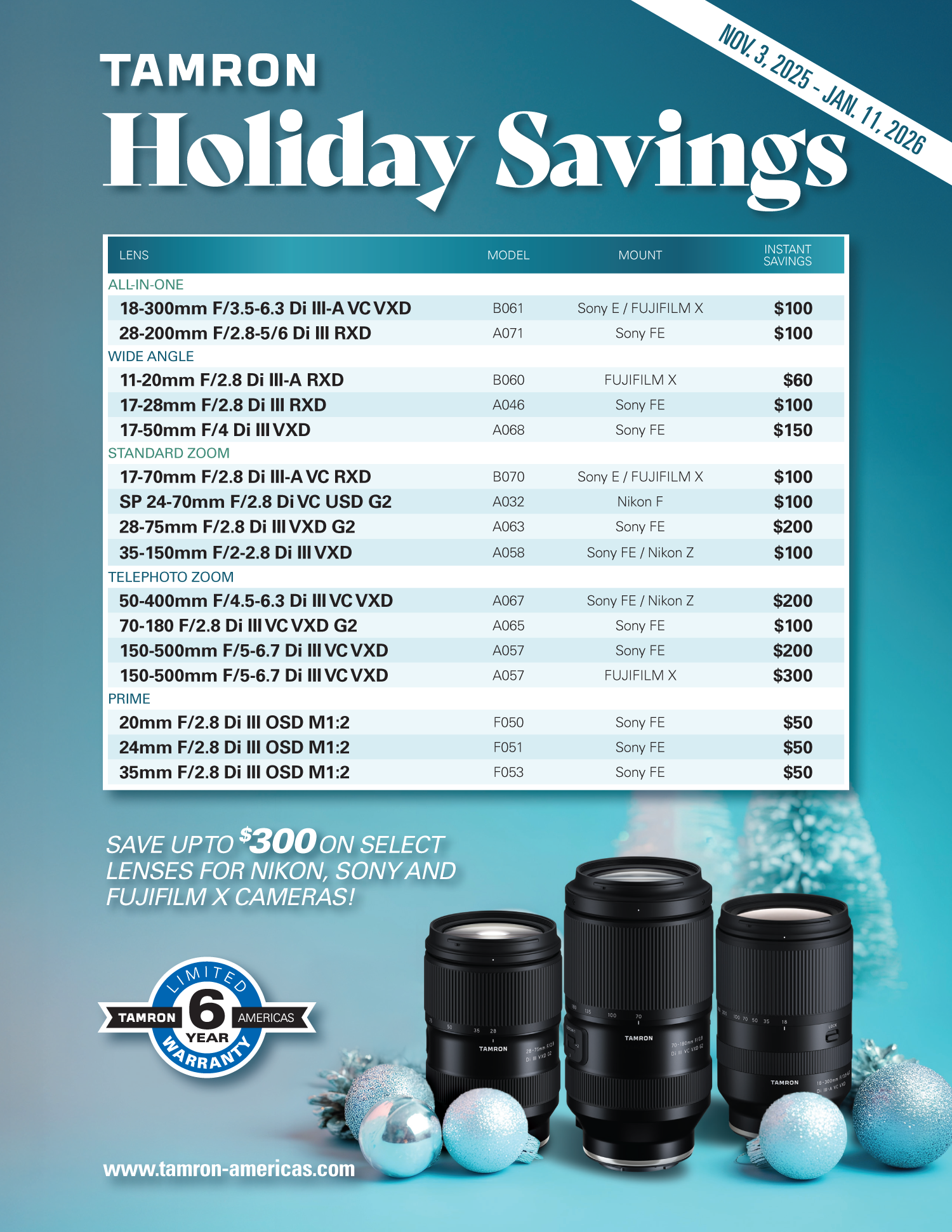 Save on Tamron Lenses at Milford Photo