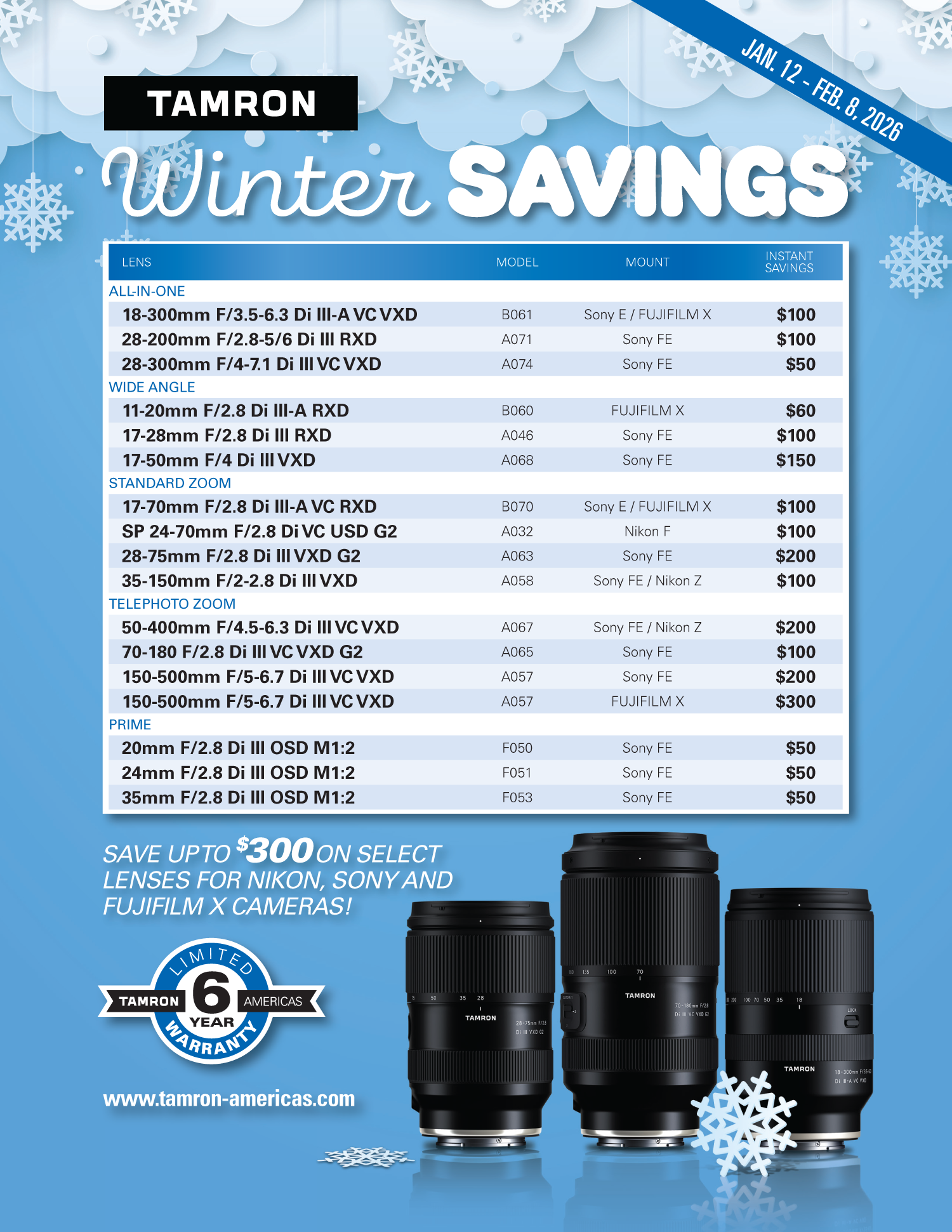 Save on Tamron Lenses at Milford Photo