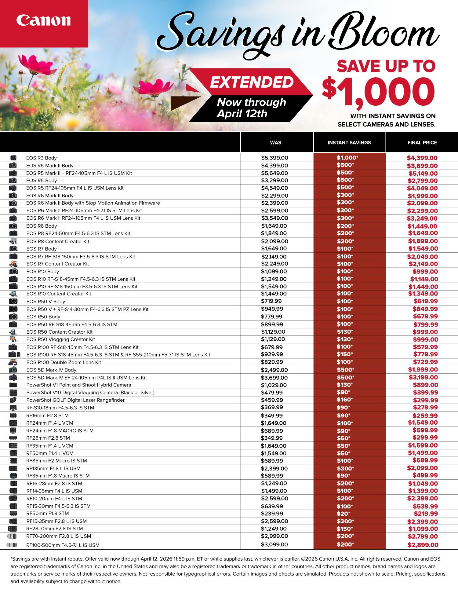 Save on Canon at Milford Photo