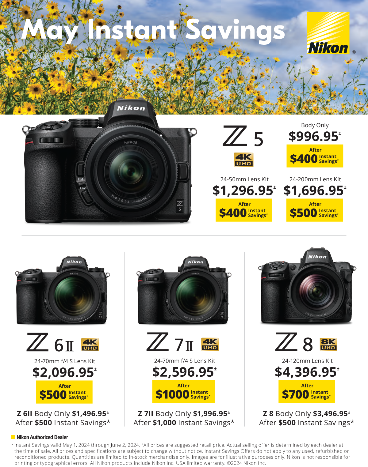 Instant Savings on Nkon Cameras and Lenses