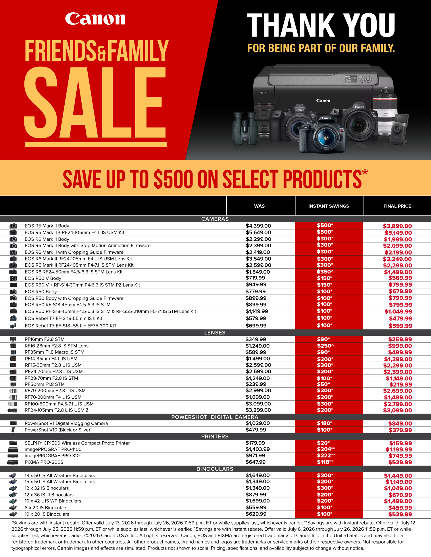 Save on Canon at Milford Photo