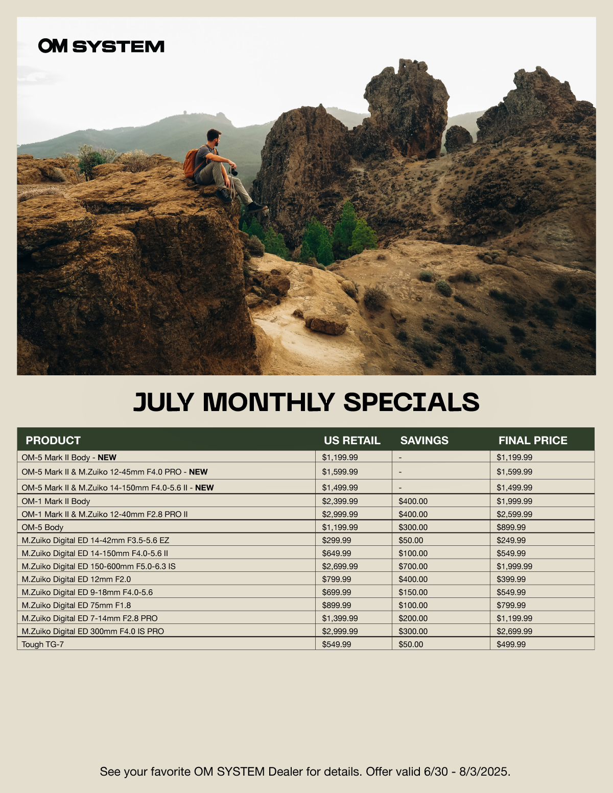 Save on OM System at Milford Photo