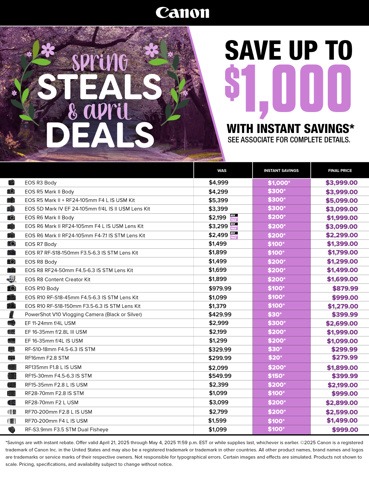Save on Canon cameras and lenses at Milford Photo