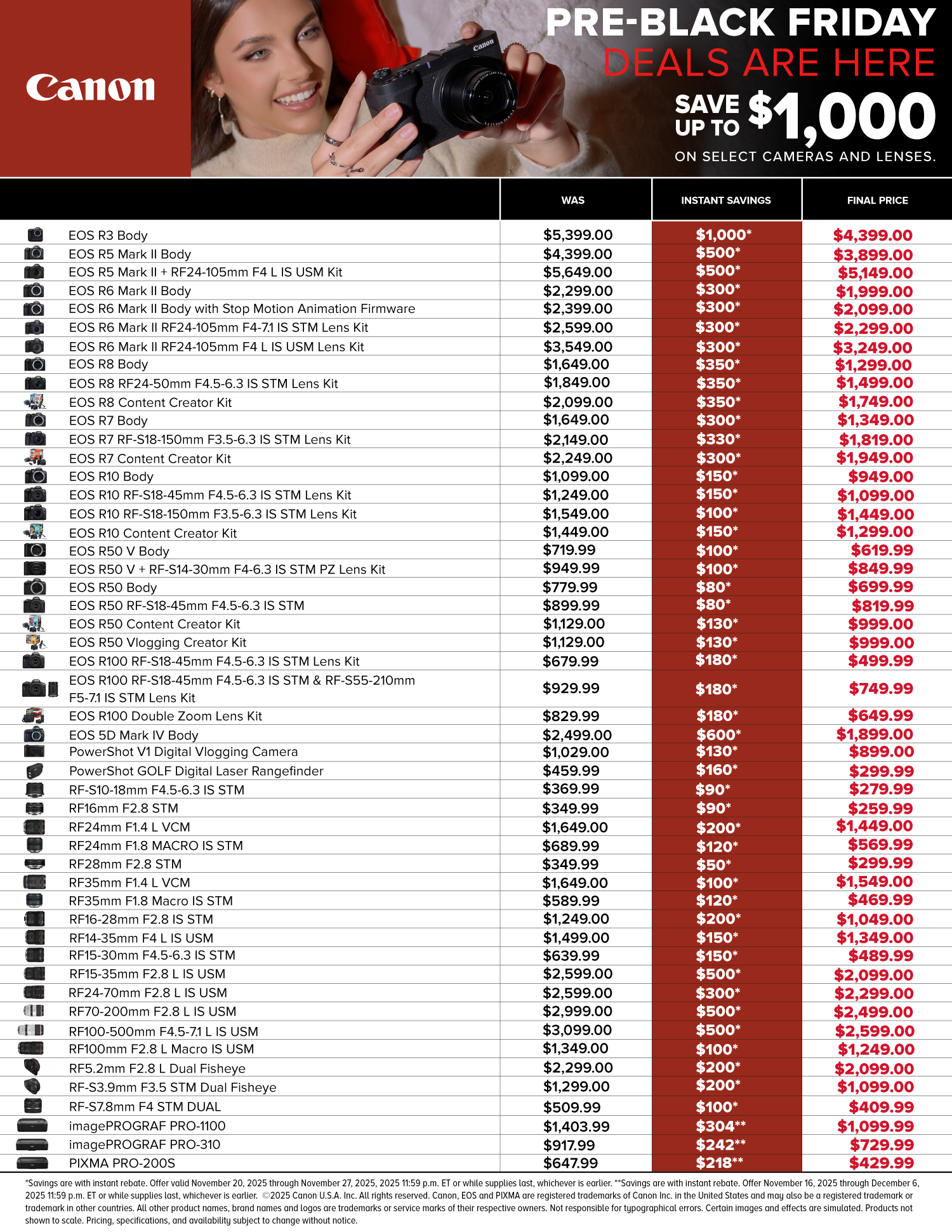 Save on Canon at Milford Photo