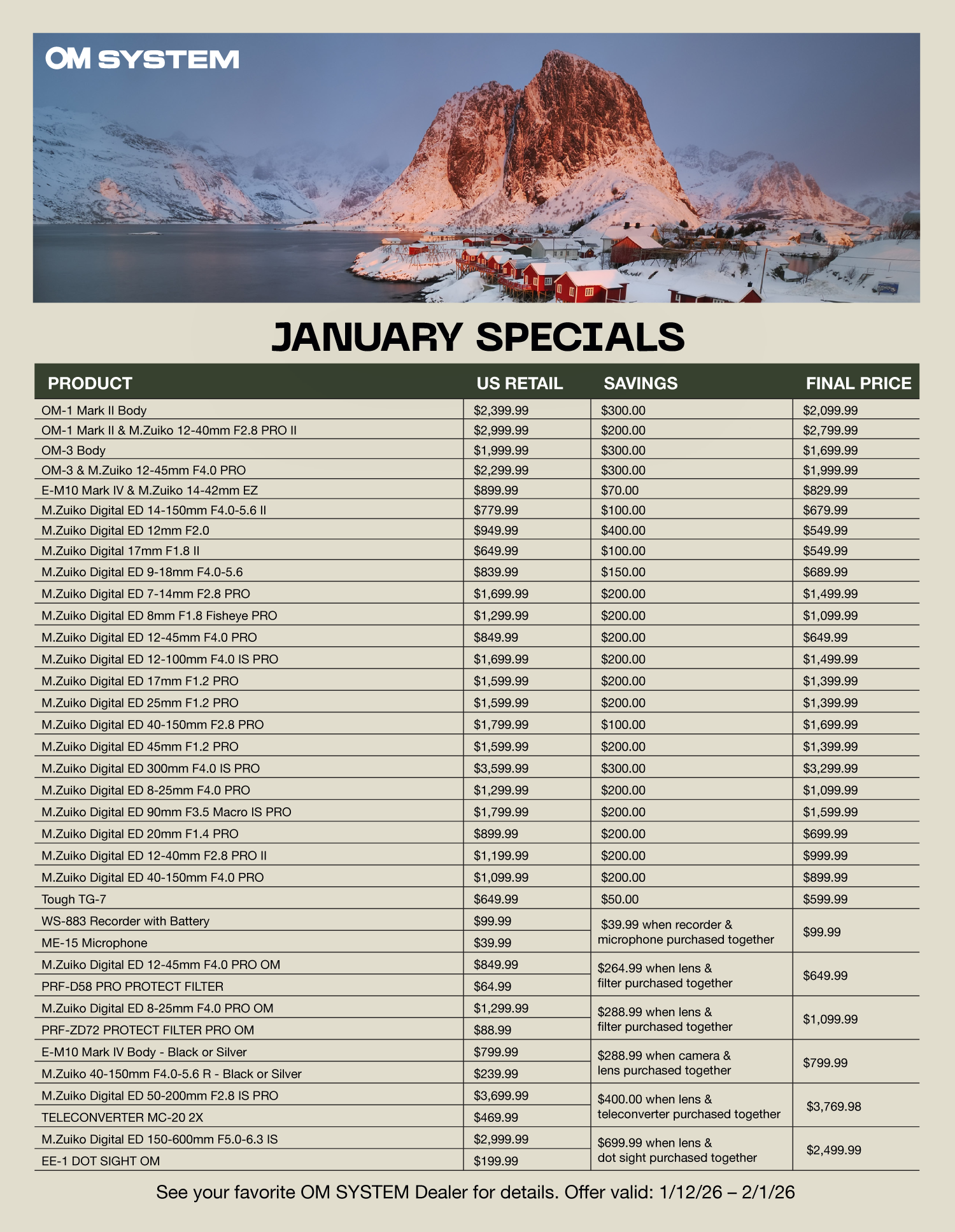 Save on OM SYSTEM at Milford Photo