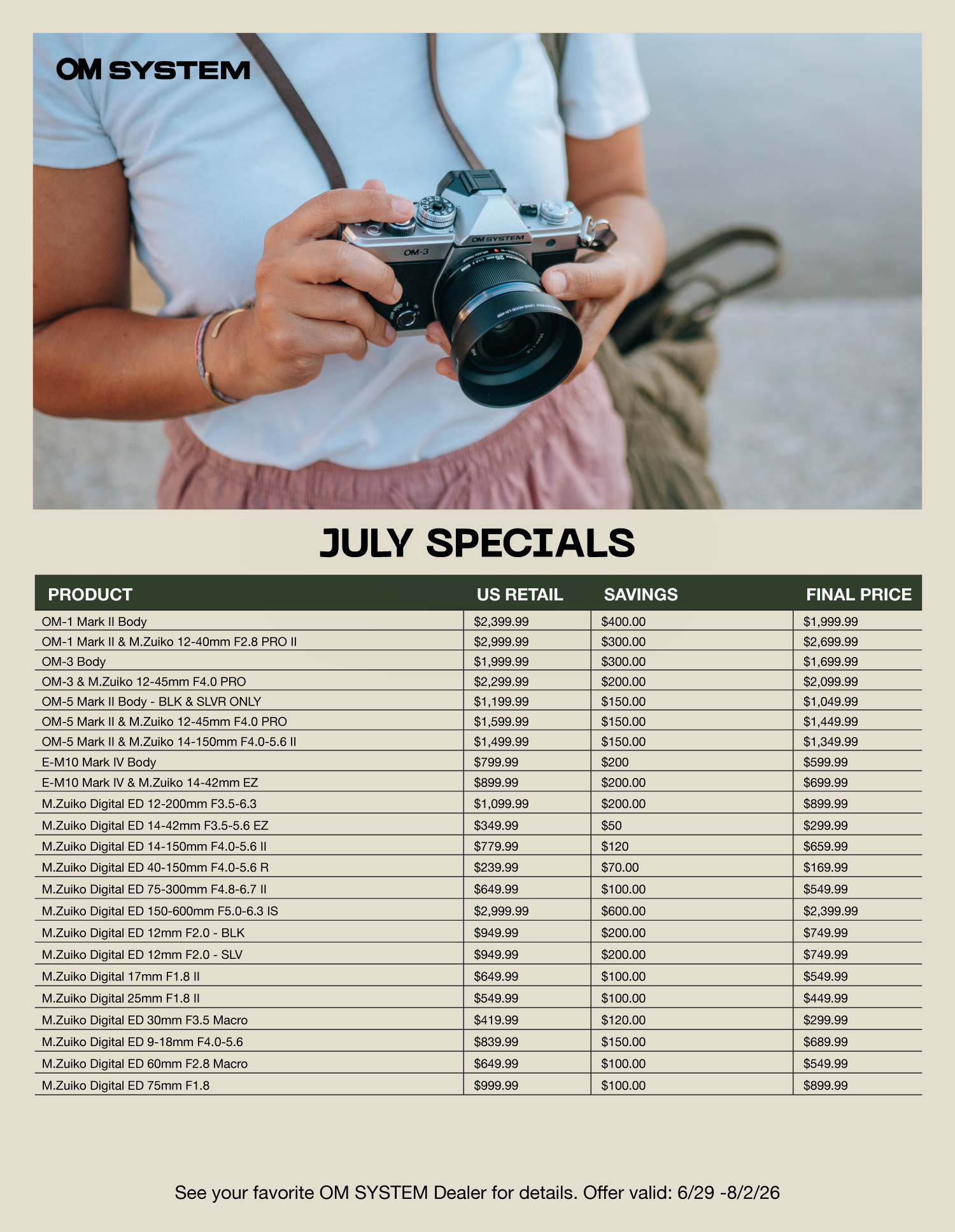 Save on OM SYSTEM at Milford Photo