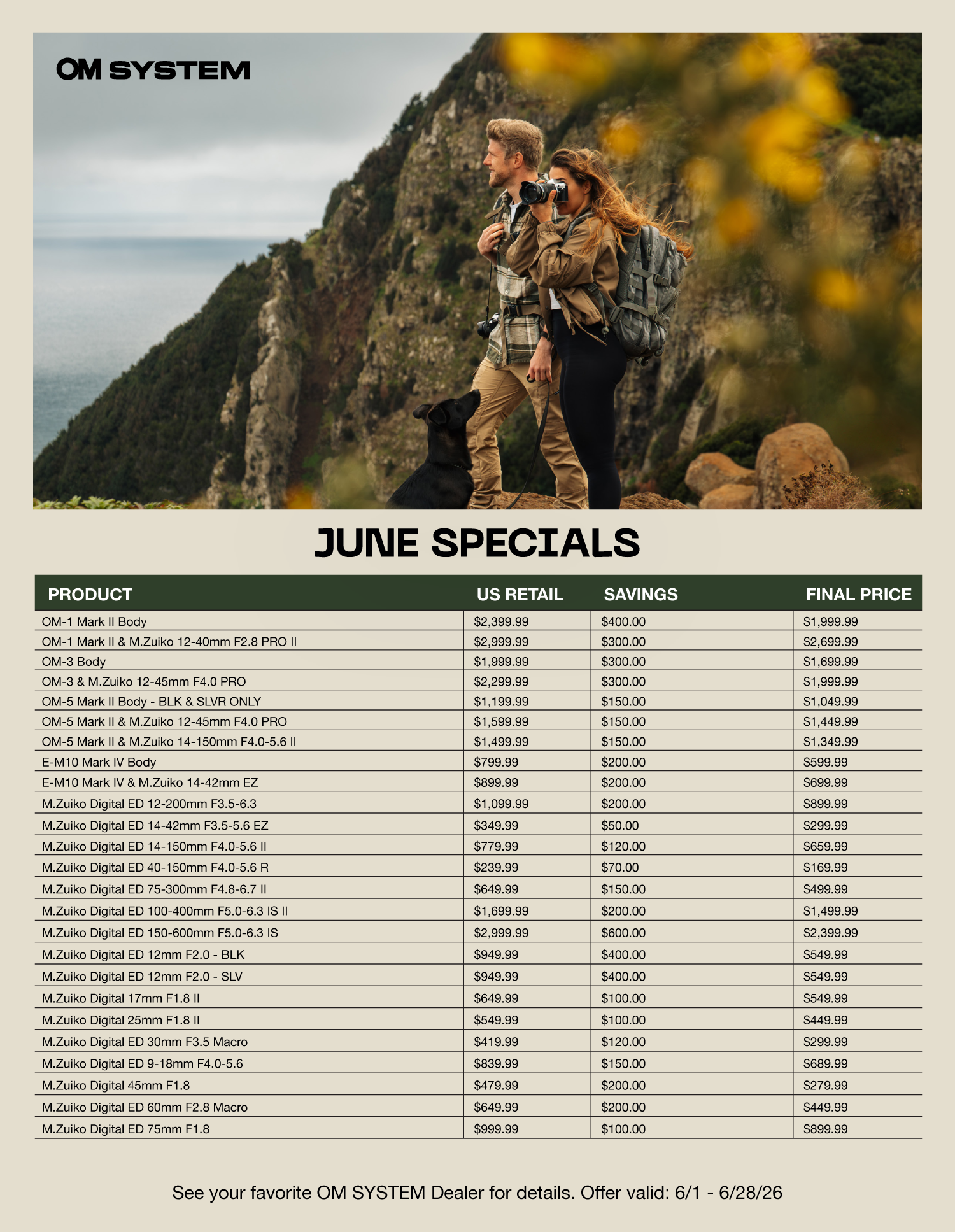 Save on OM SYSTEM at Milford Photo