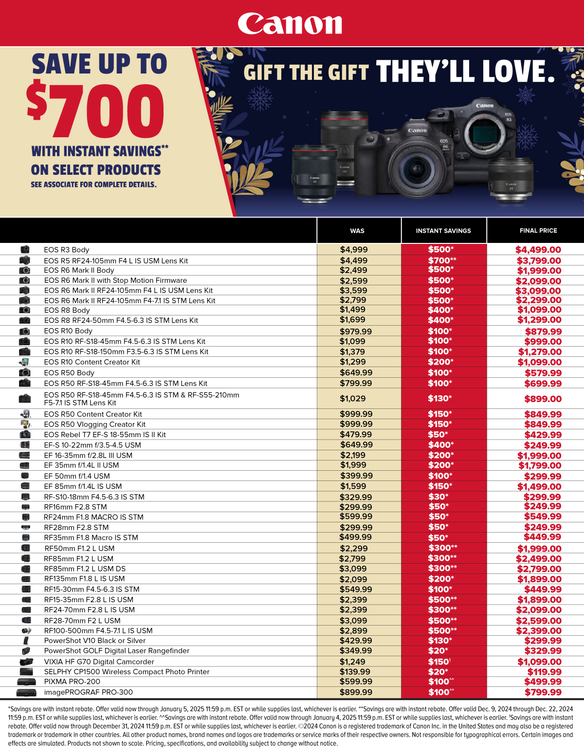 Save on Canon cameras and lenses at Milford Photo