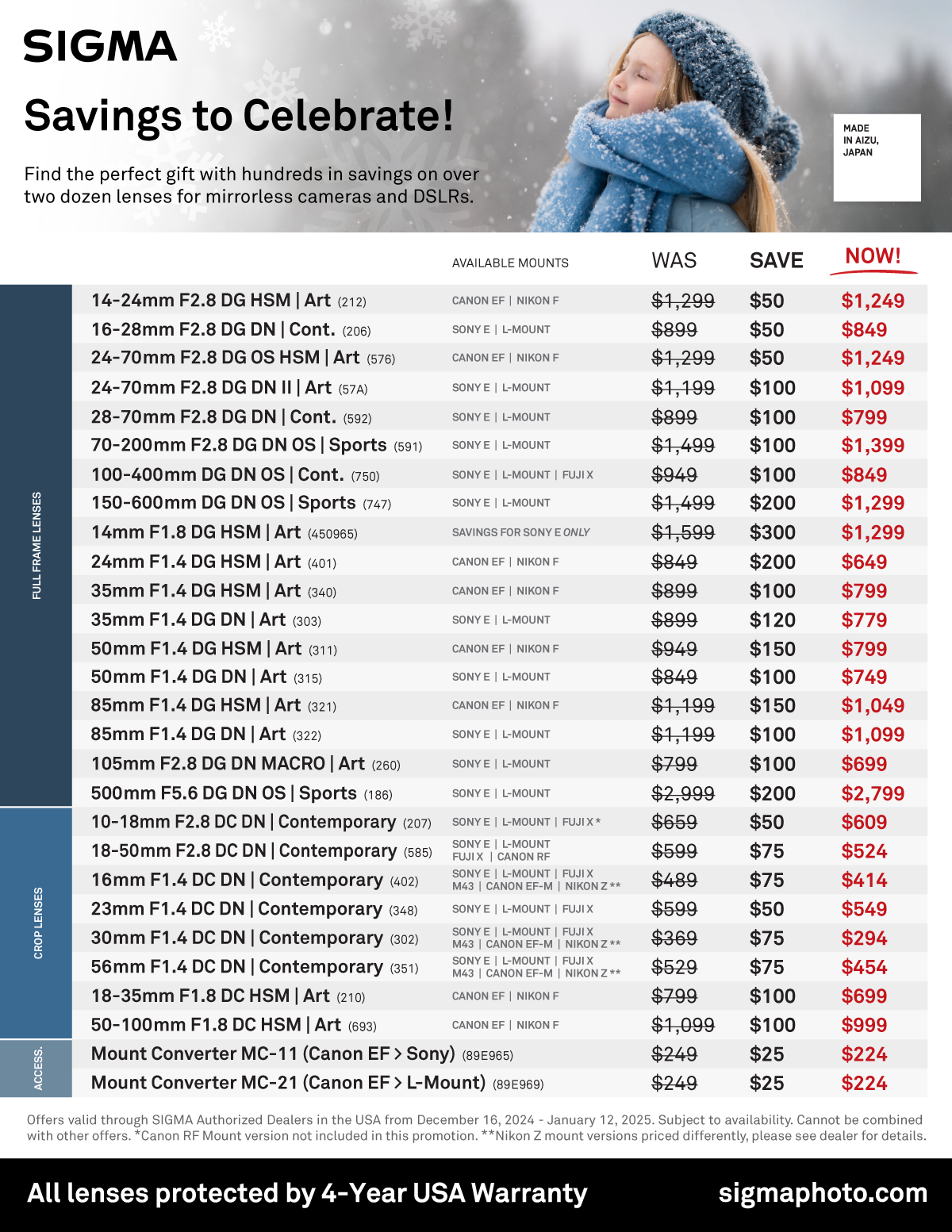 Instant Savings on SIGMA Lenses at Milford Photo