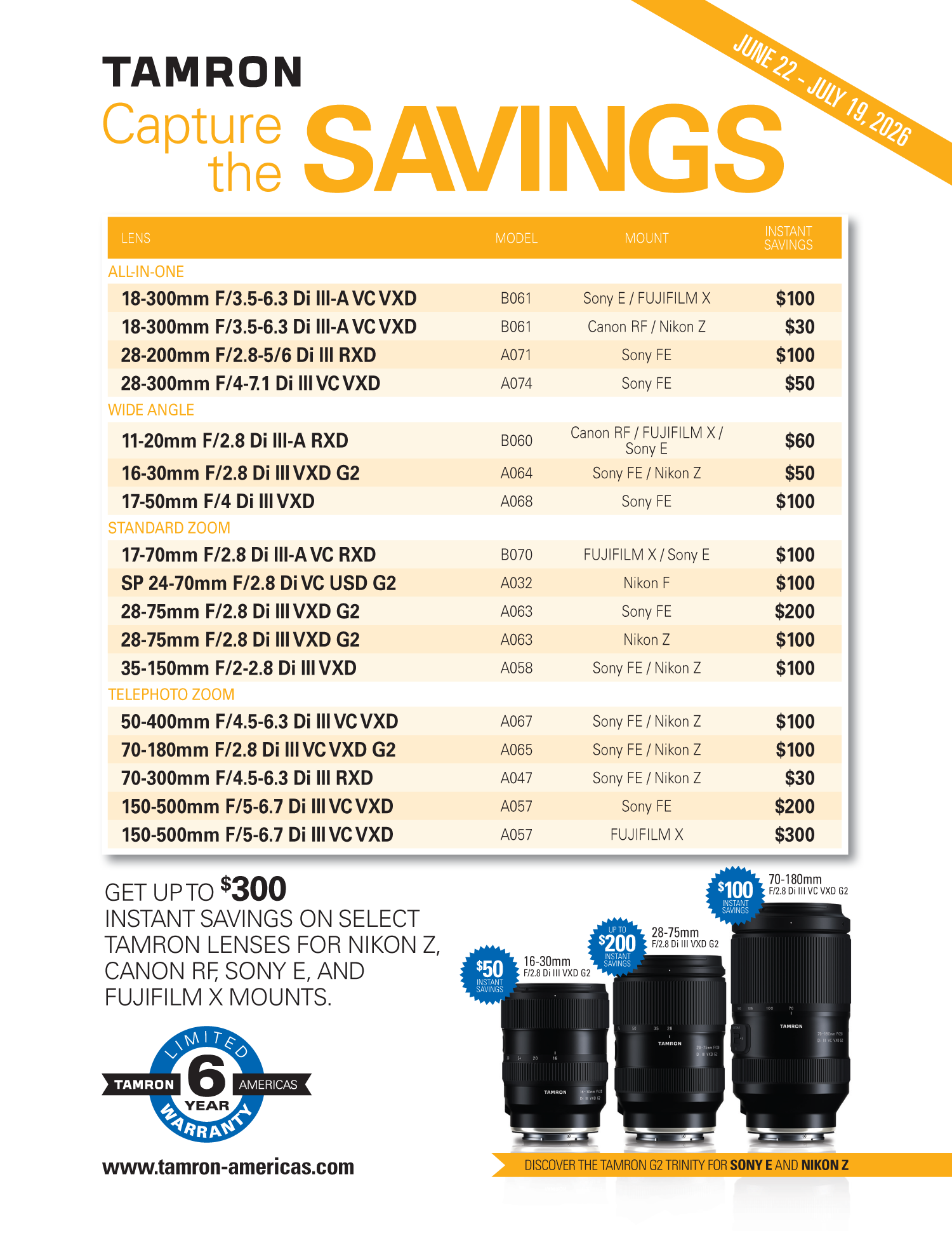 Save on Tamron Lenses at Milford Photo