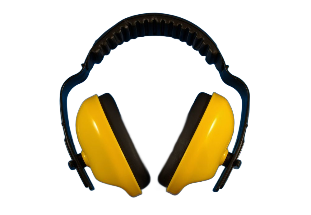 Orejeras de protección auditiva de color amarillo y negro, reducción de ruido.