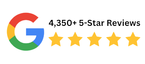 The google logo has 4,350+ 5 star reviews on it.