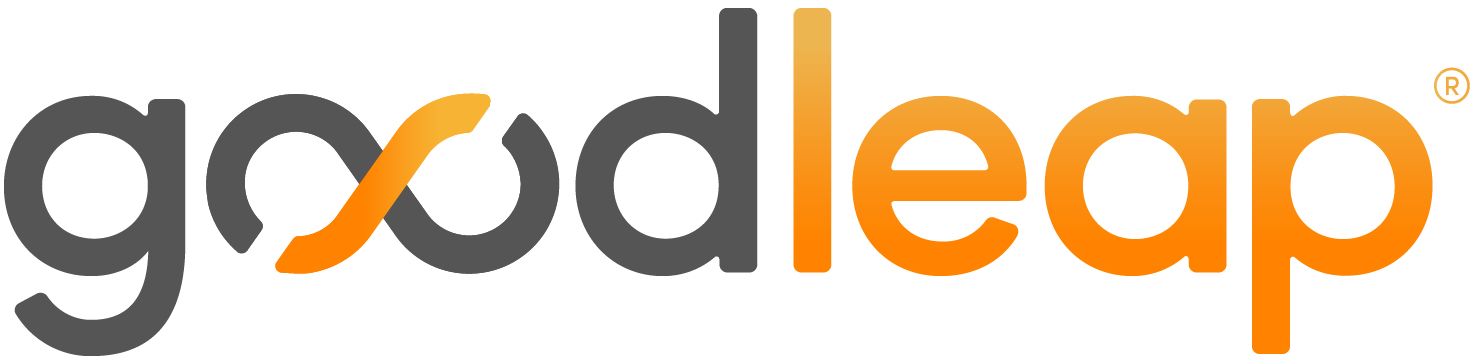 The logo for goodleap is orange and black on a white background.