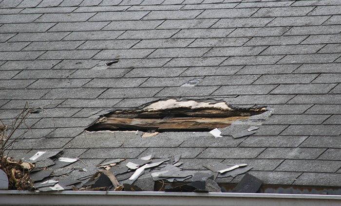 roof with extensive damage