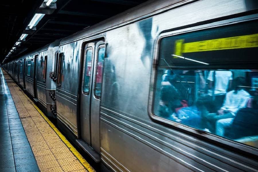 NY subway train and platform