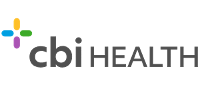 A cbi health logo with a colorful cross on a white background.