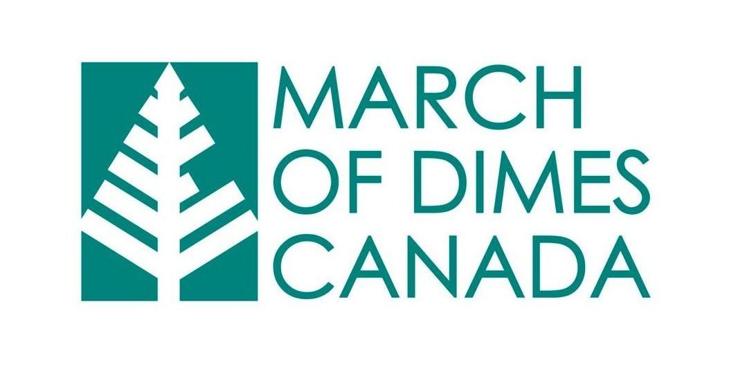 The march of dimes canada logo is a green square with a tree in the middle.