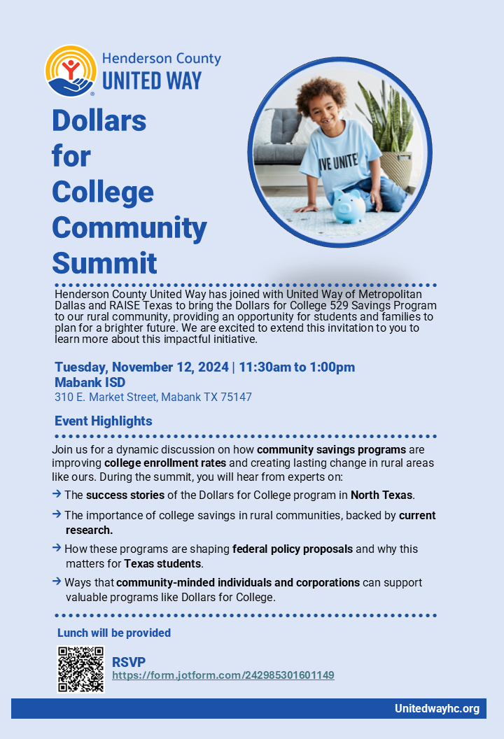 A poster for the united way dollars for college community summit