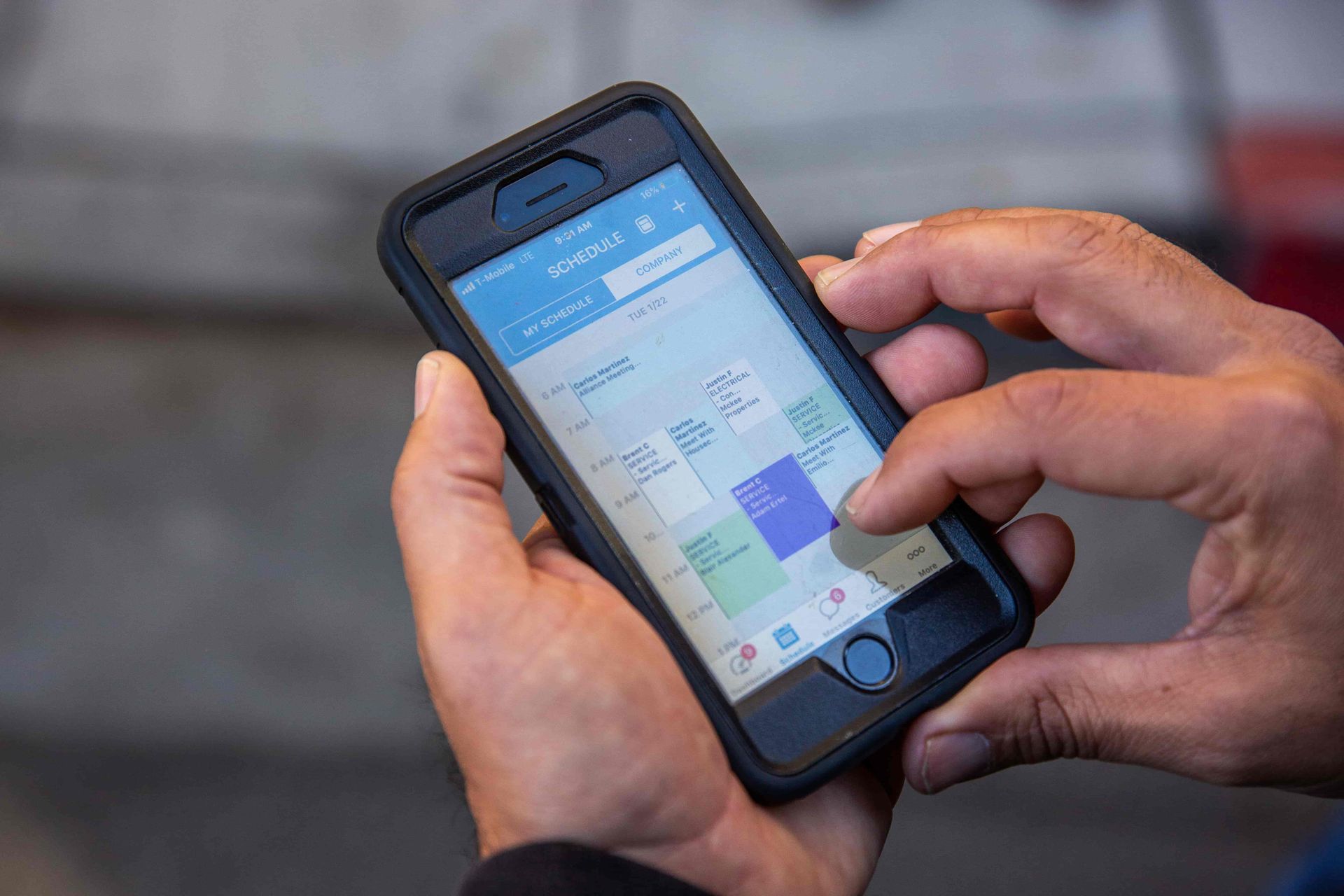 Heater install appointment on smartphone