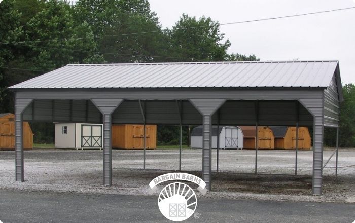 A picture of a shed with a sign that says ' sheds ' on it