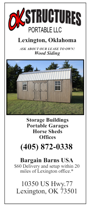 An advertisement for ok structures portable llc in lexington oklahoma
