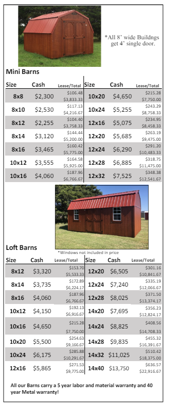 A brochure for a barn with a red roof