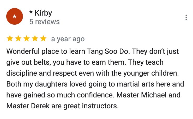 A review of a martial arts school written by kirby