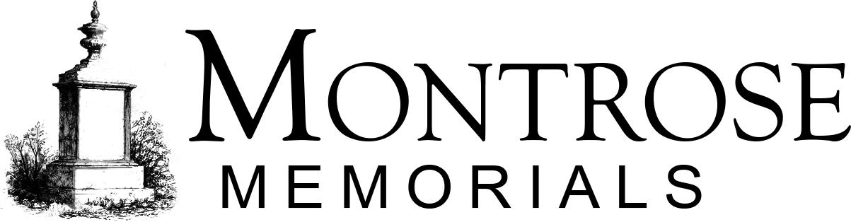 Montrose Memorials logo with a monument illustration and text.