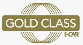 Gold Class I-CAR logo in gold. Features
