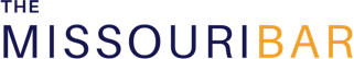 A blue and yellow logo for the missouri bar.