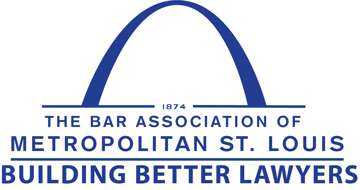 The logo for the bar association of metropolitan st. louis building better lawyers.
