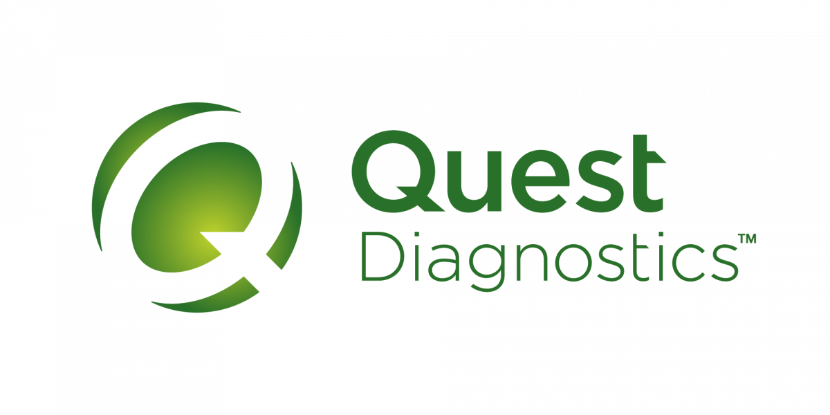 The quest diagnostics logo is green and white with a green circle in the middle.