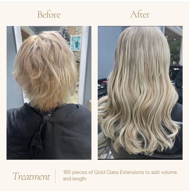 Before and after photo of a woman's hair extension — Hair & Beauty Services in Goulburn NSW