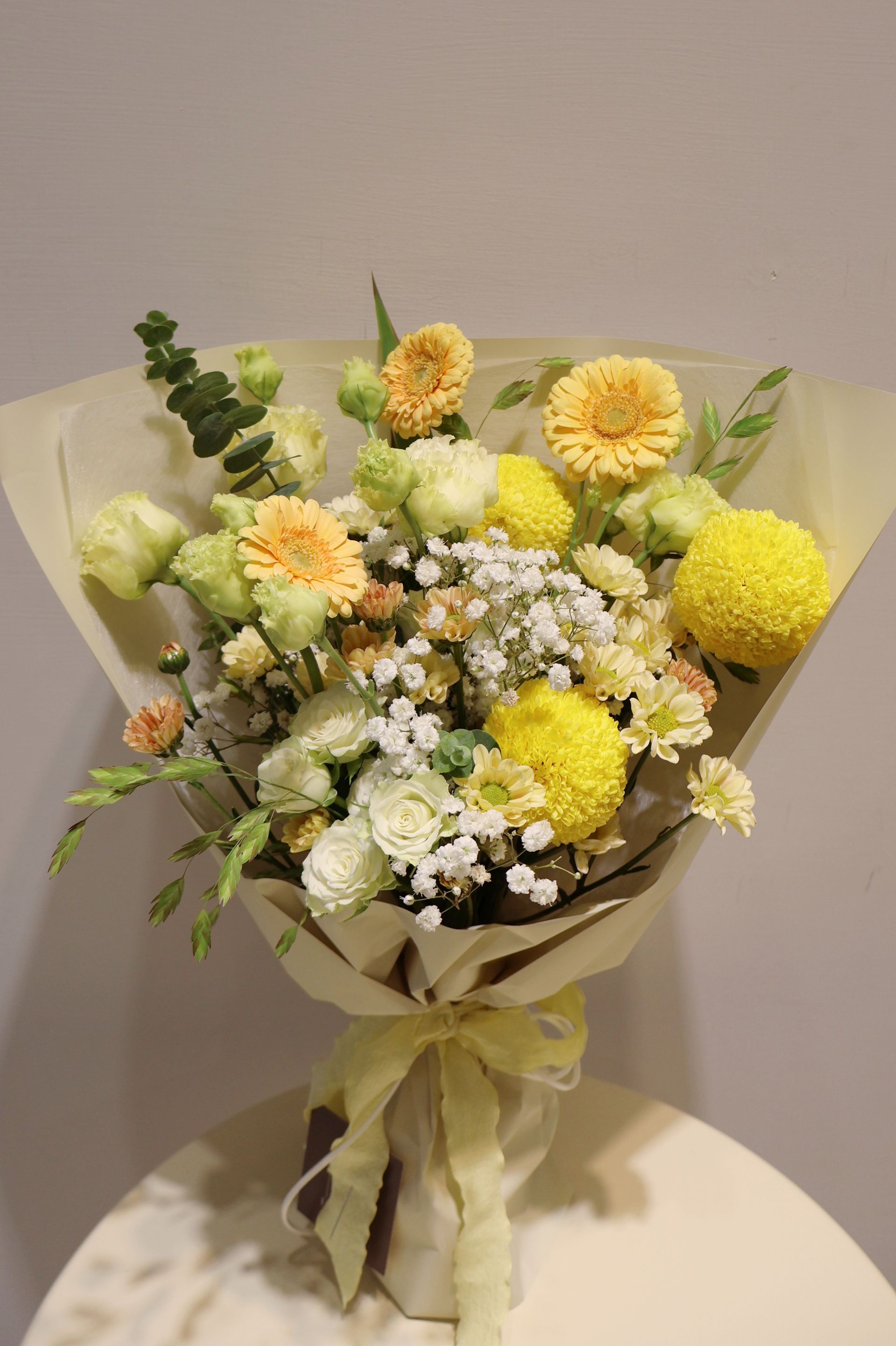 伴日花所,floralvibes,客製花束,黃色