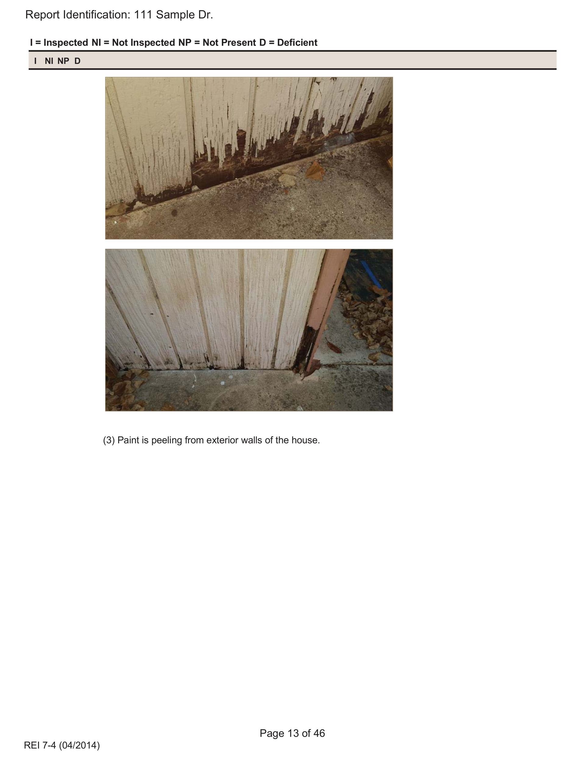 Two photos showing vertical wood siding damaged by rot and decay where it meets a concrete foundation.