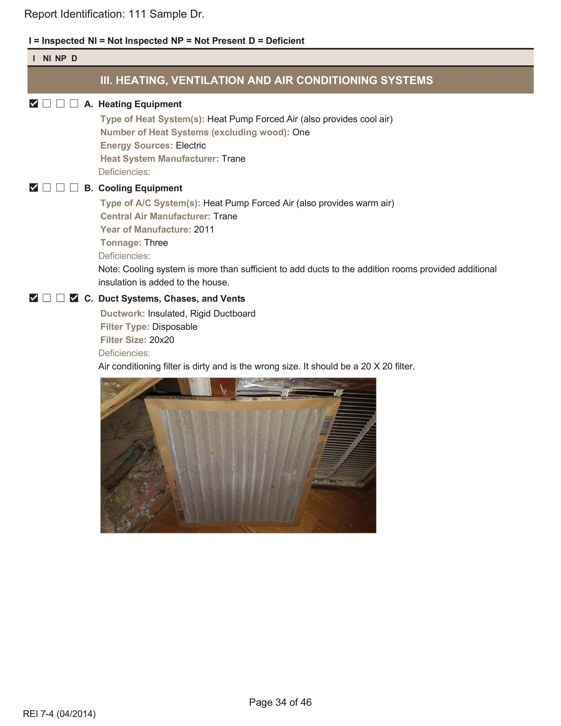 A rectangular HVAC air filter with a pleated, off-white surface in a wooden frame.