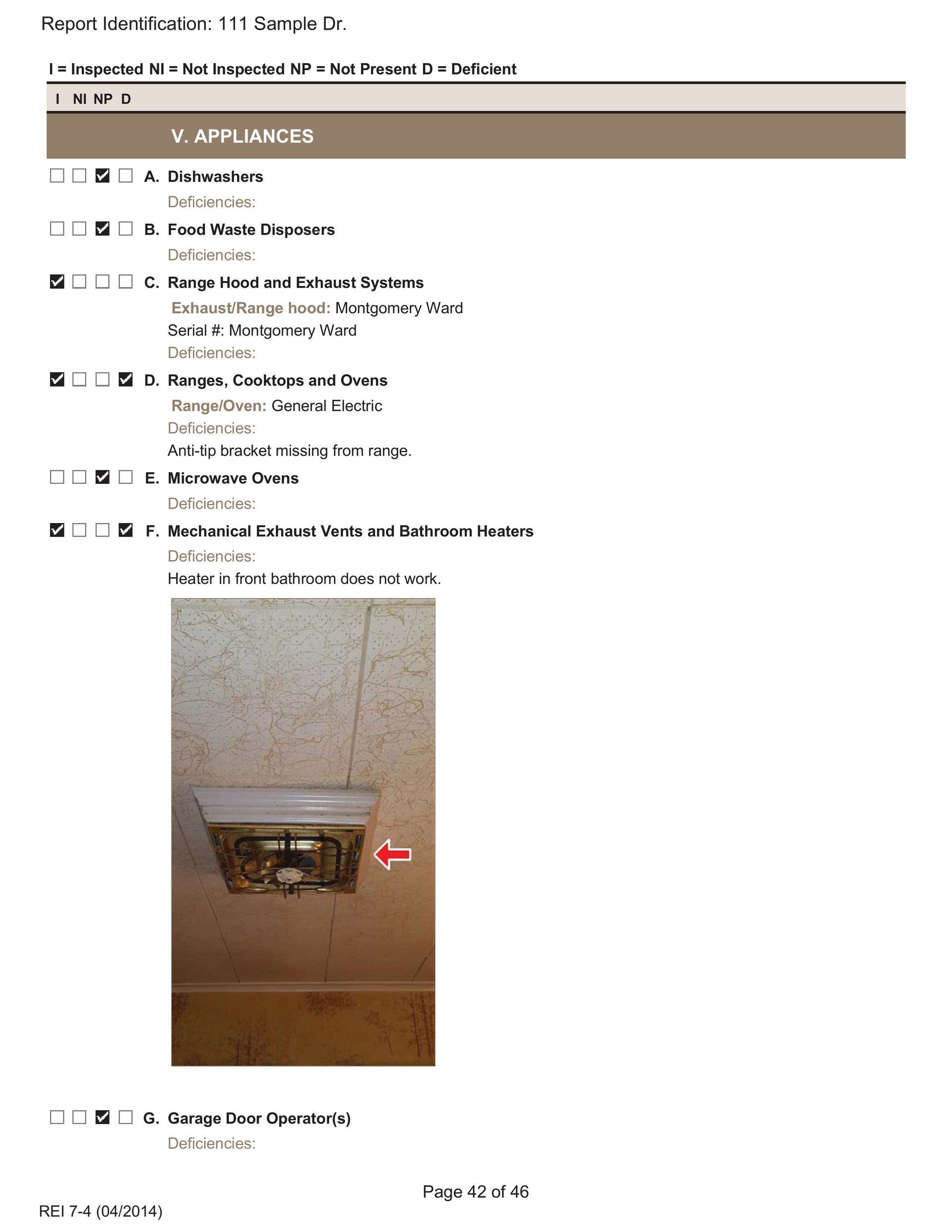 A light-colored wall with a vertical crack running from a wall-mounted fixture, indicated by a small red arrow.