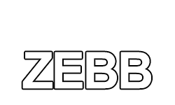 a black and white drawing of the word zebb on a white background .