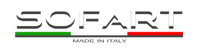 Logo SOFART con i colori della bandiera italiana: verde e rosso. In basso è presente la scritta 
