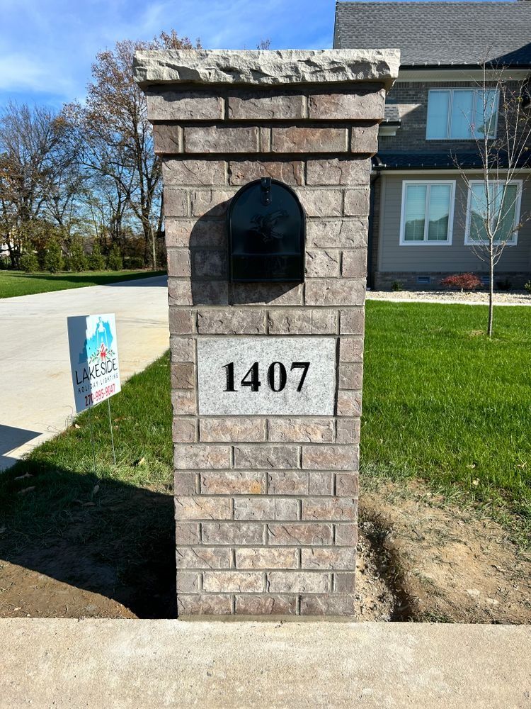 Brick mailbox with address 
