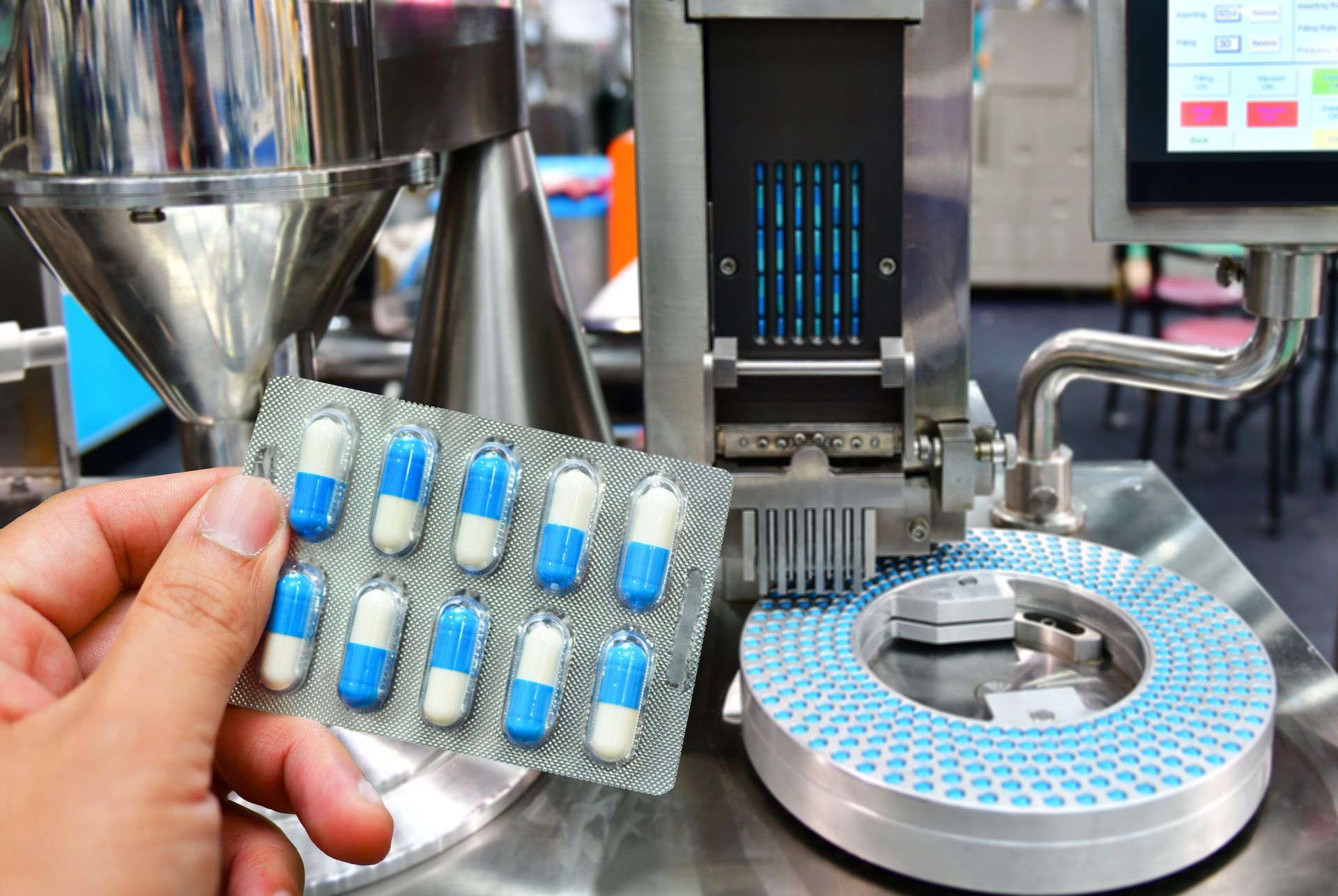 foto macchina industriale farmaceutica blister capsule