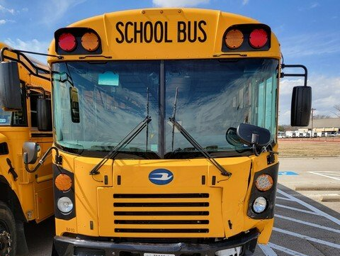 Slightly damaged school bus