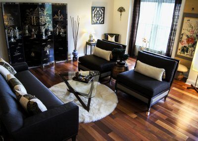 Coffee table with sheepskin rug - Doylestown, PA - Hoehne Clark Fine Furniture & Design