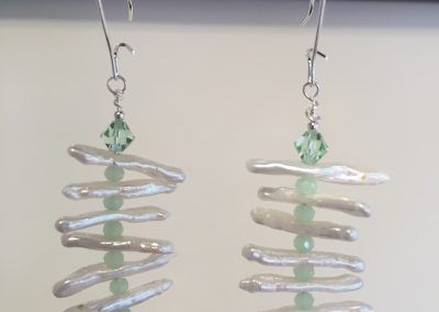 Earrings pearl pale green swarovski crystal glass beads - Doylestown, PA - Hoehne Clark Fine Furniture & Design