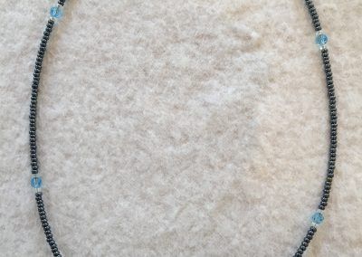 Necklace aquamarine black clear blue glass beads - Doylestown, PA - Hoehne Clark Fine Furniture & Design