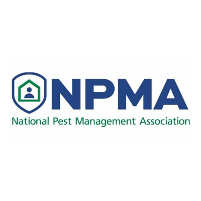 Logo for the National Pest Management Association: Shield icon with house and person, dark blue
