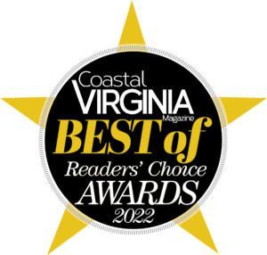 Coastal Virginia Magazine Best of Readers' Choice Awards 2022 logo. A gold star